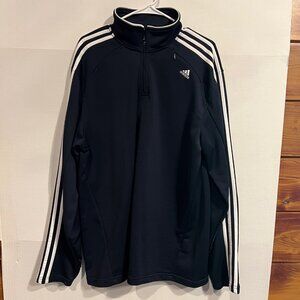 Adidas Full Zip Track Jacket - Navy Blue and White - Mens XL